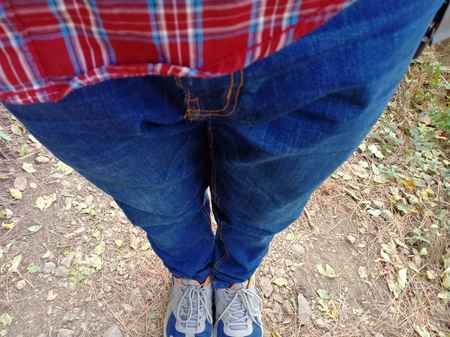 Wearing heavy jeans during hike