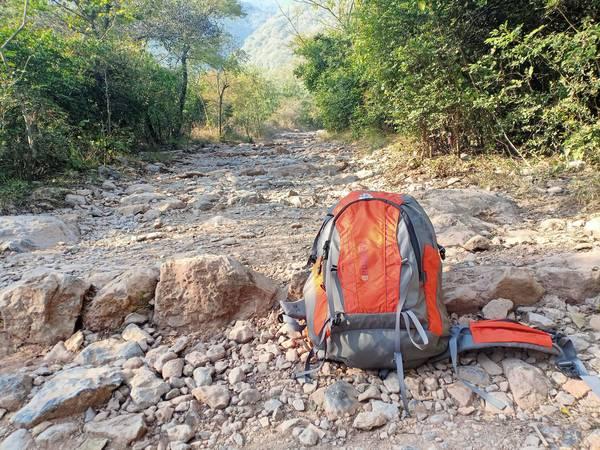 My hiking backpack on the trail