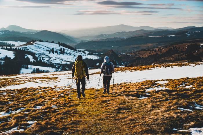 Two hikers on the hiking trail