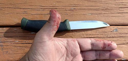 A sharp camping knife