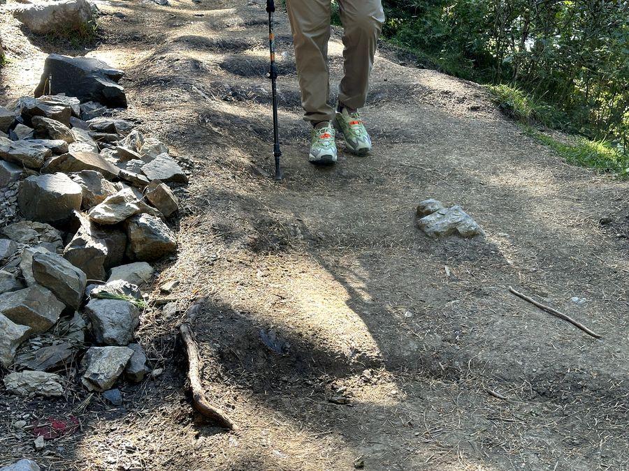 Hiking while wearing ankle support boots