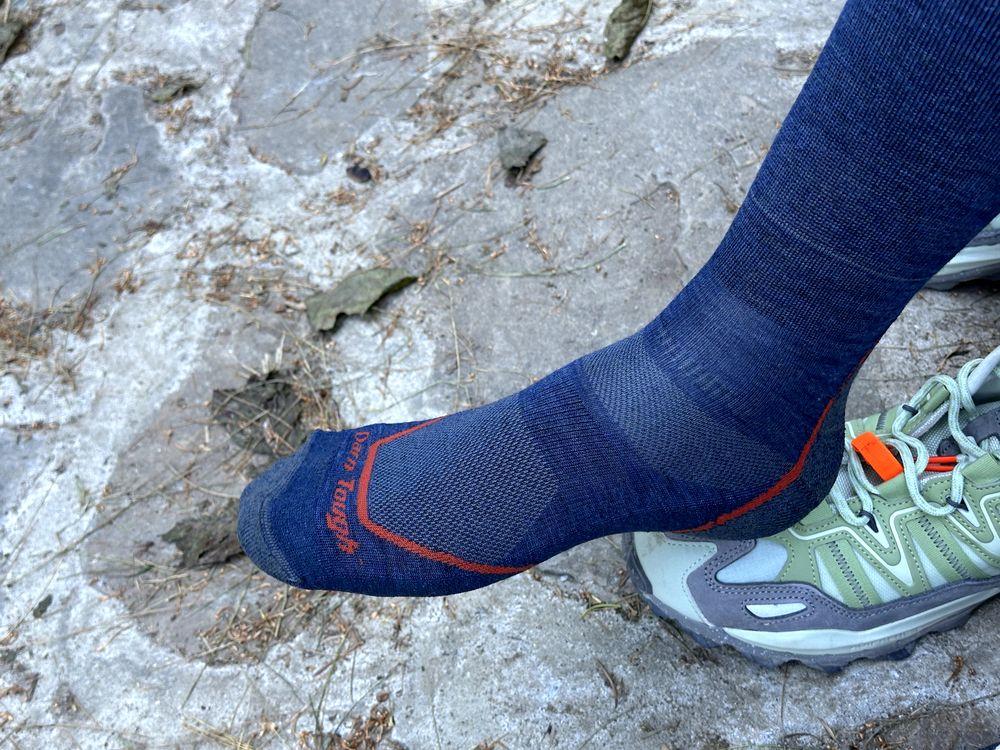 Wearing Comfortable Micro Crew Socks on trail