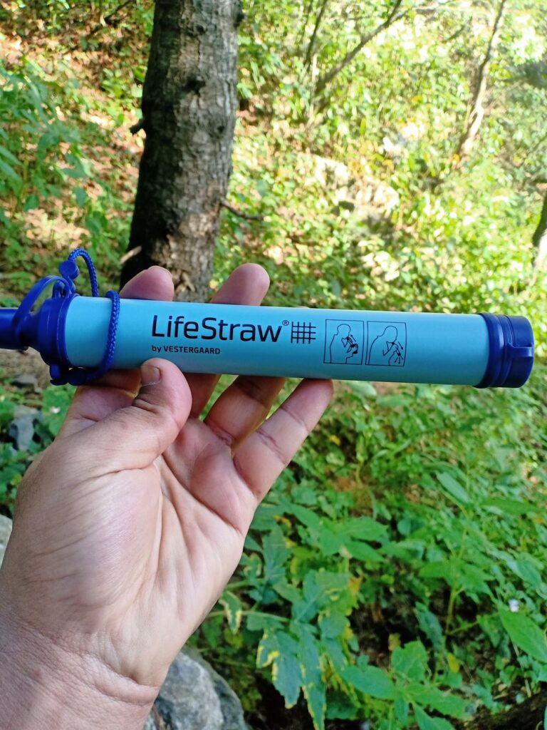 Portable LifeStraw Filter on trail