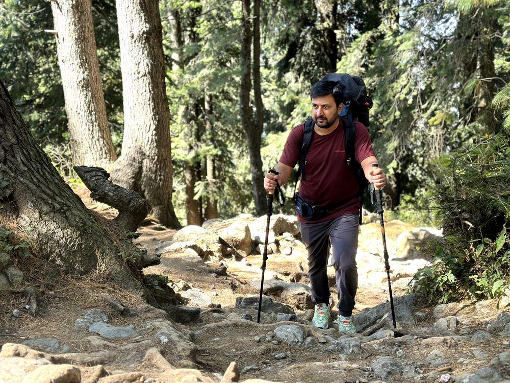 Cascade Mountain Tech Carbon Fiber Quick Lock Poles providing stability during hiking
