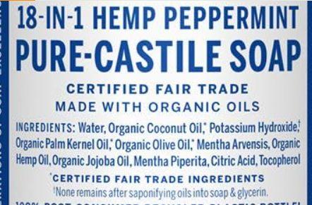 Bronner’s Castile Soap Ingredients