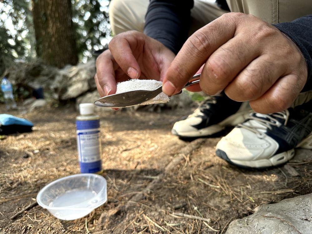 Using Biodegradable Soap to wash cookware while camping