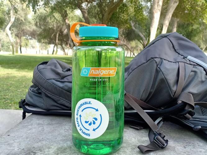 Taking a break in the backcountry with my Nalgene and daypack