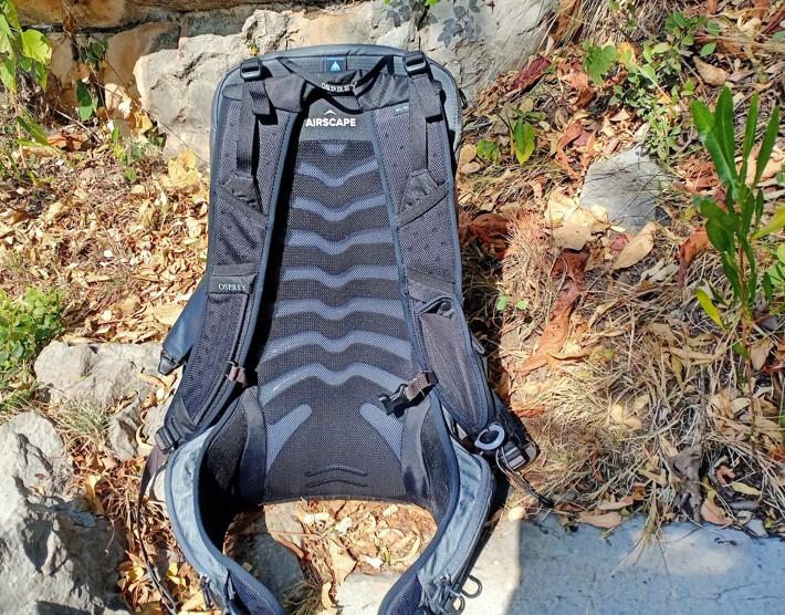 daypack - this shot shows the ventilation channel between the mesh back panel