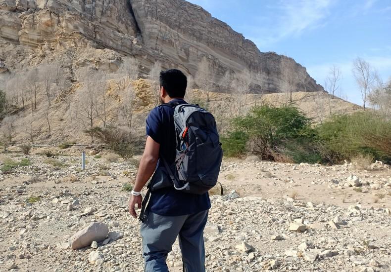 Out on the trail with my daypack during a sunny hike