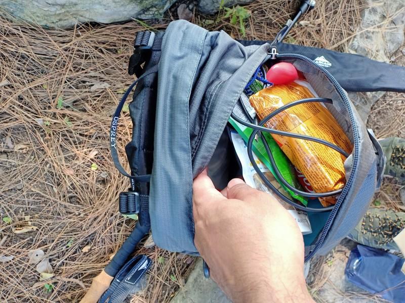 daypack - this shot shows the what's in my daypack (The key is to match the pack size to the actual length of your hike and the gear you realistically need.)