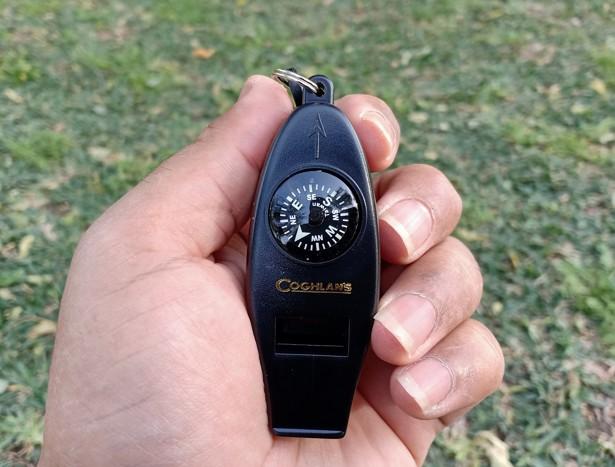 Hiking compass and whistle- two in one