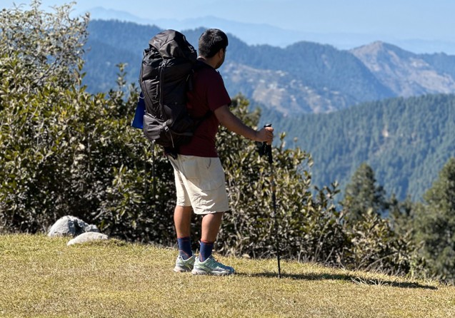 Solo hiking on beautiful hiking trail